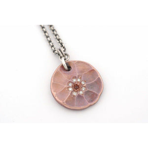 Copper and White + Red Diamonds Pendant