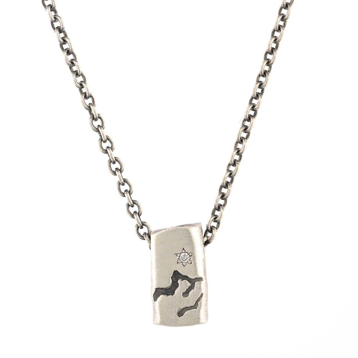 Sterling Silver Mountain Silo with Diamond