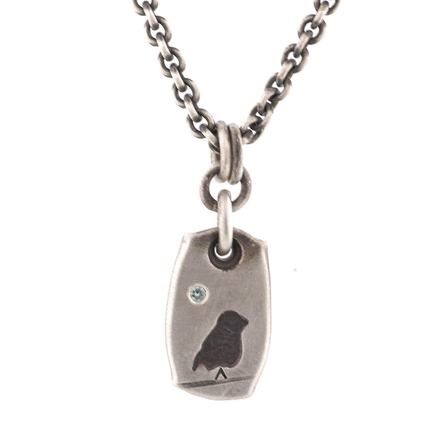 Sterling Silver Blue Diamond Bird