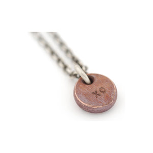 Tiny XO Copper Drop Pendant