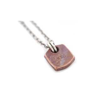 Tiny Square XO Copper Pendant