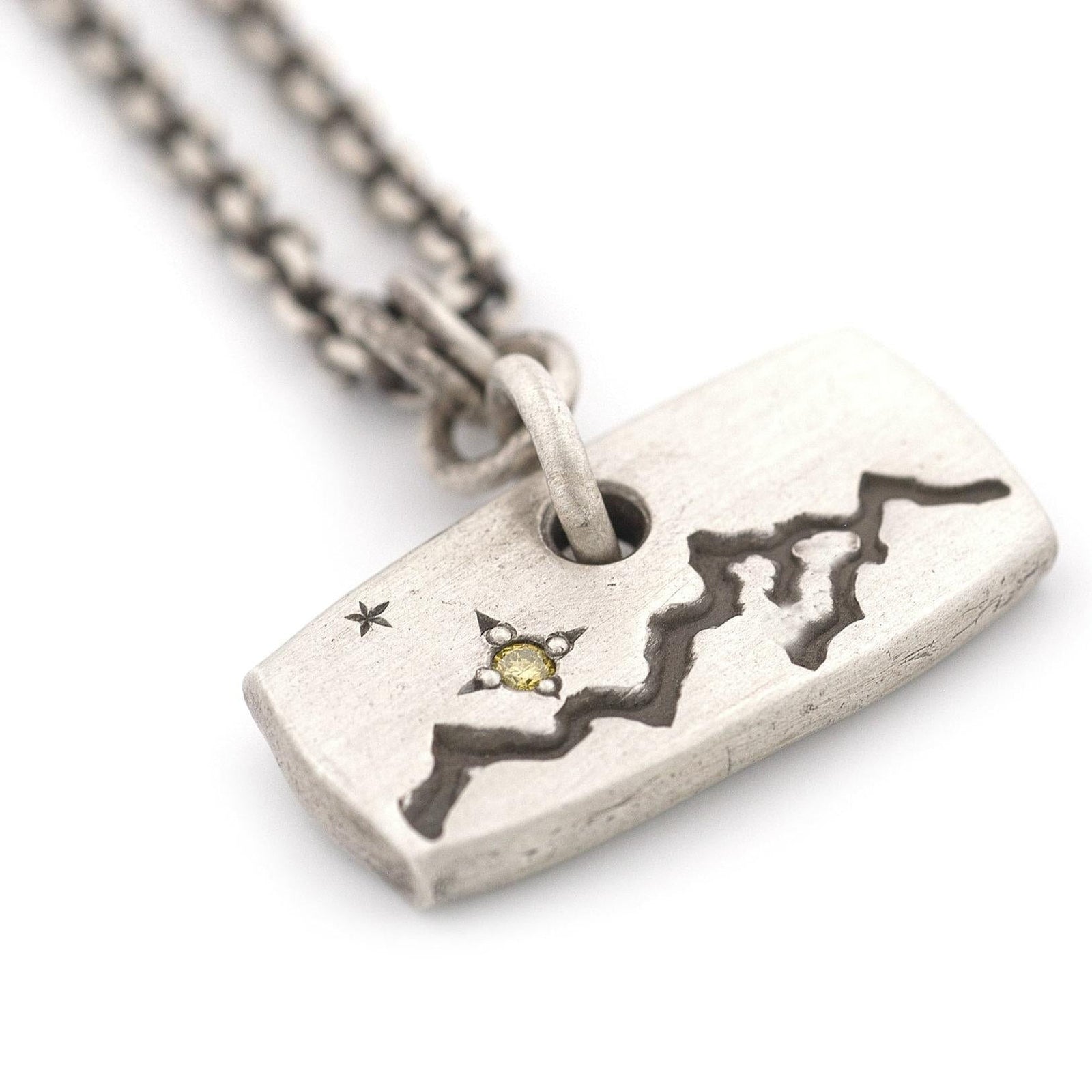 Mountain Range Pendant w- Sunny Yellow Diamond