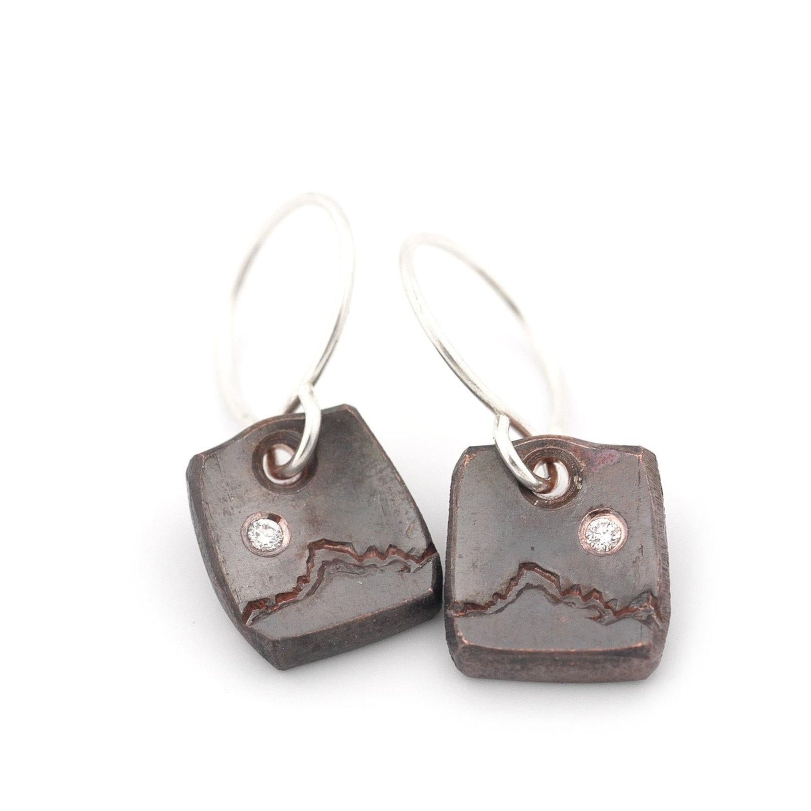Dark Red Copper Tile Mountain Earrings
