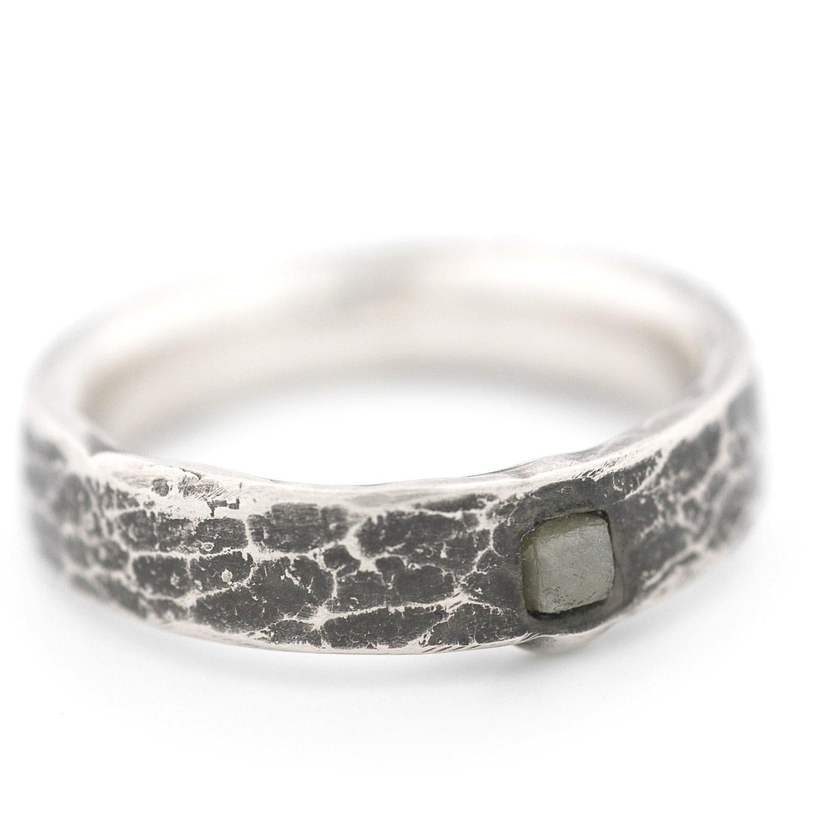 Silver Ring with Raw Diamond