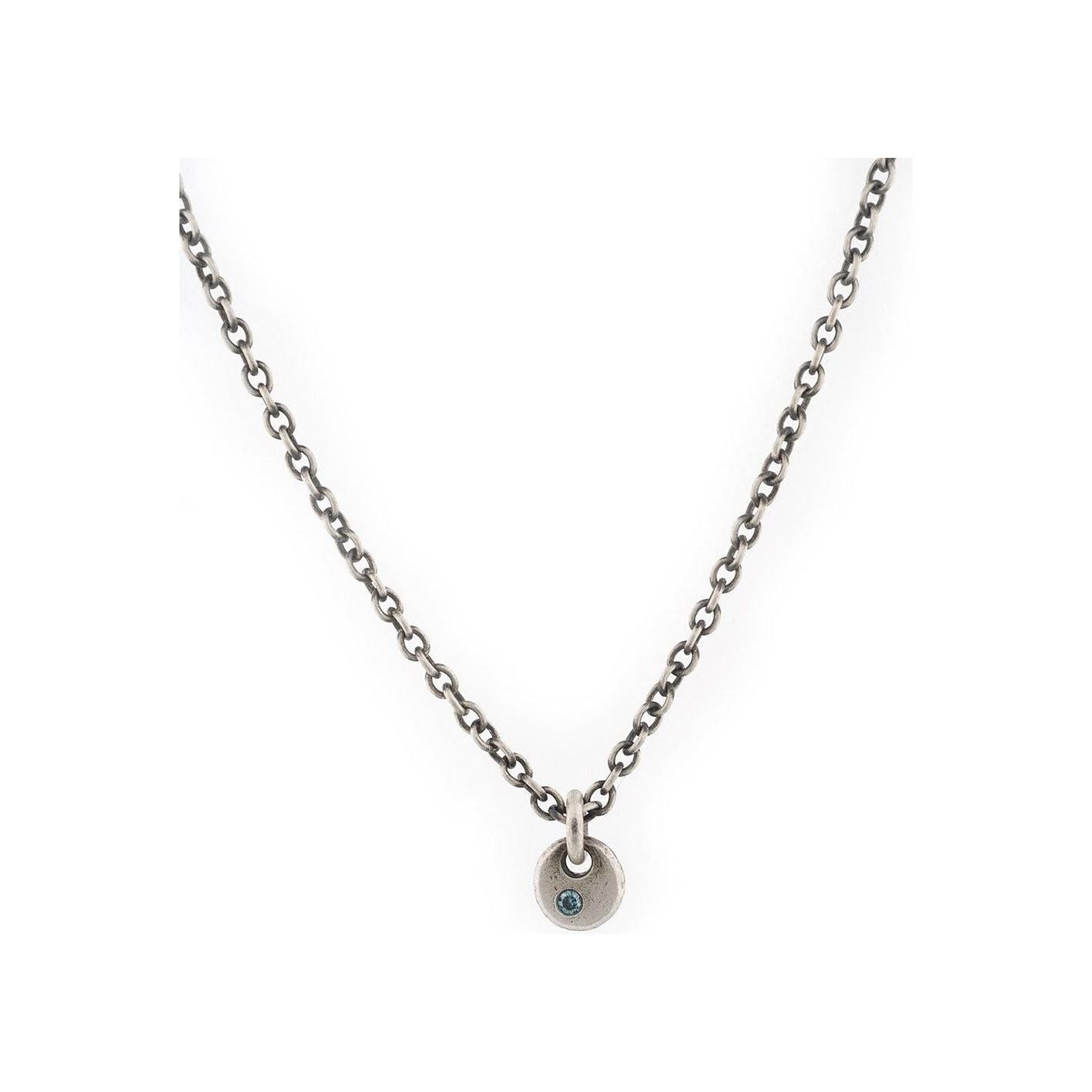 Sterling Silver Drop Pendant with Blue Diamond