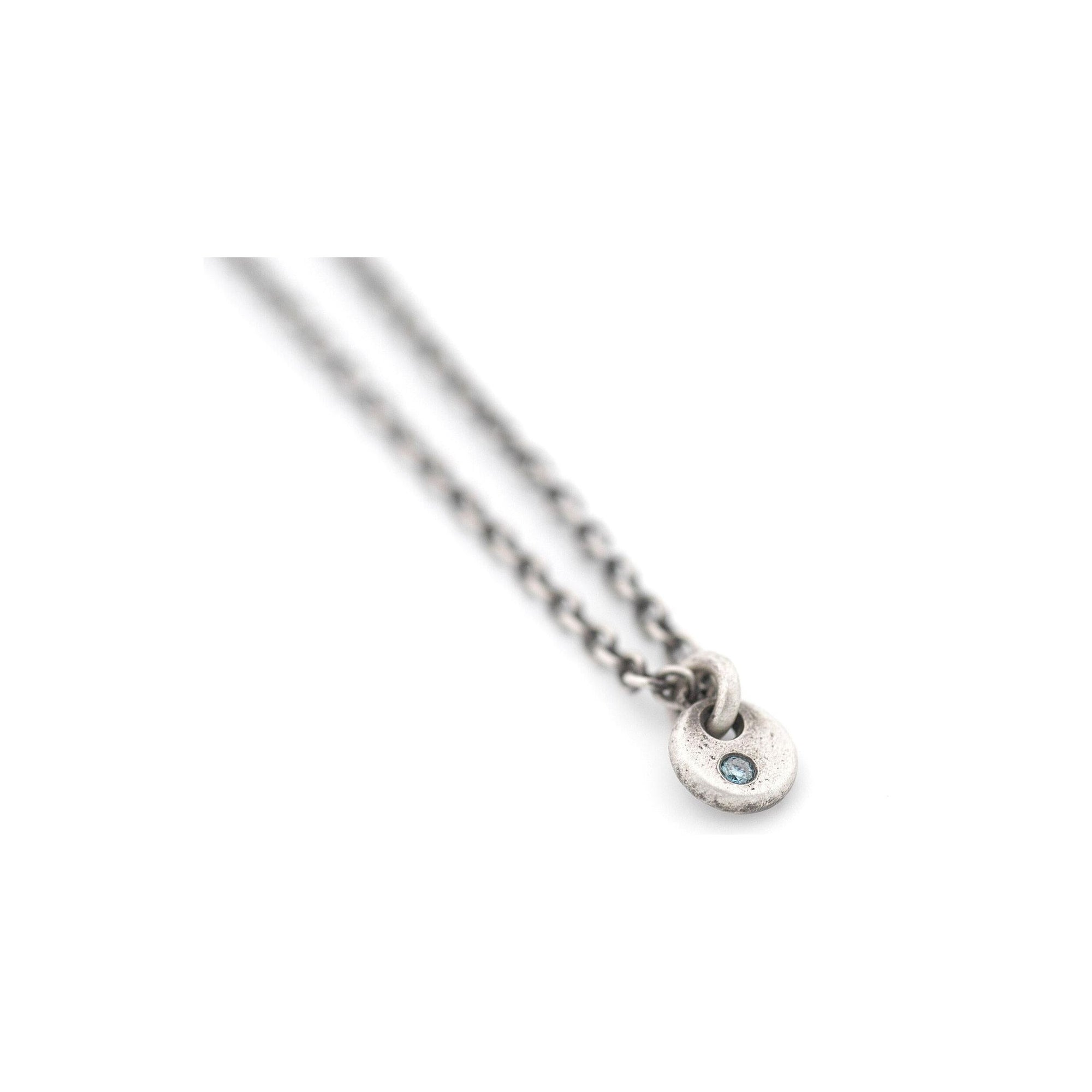 Sterling Silver Drop Pendant with Blue Diamond