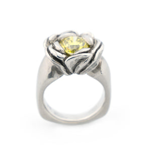 Palladium Yellow Diamond Rose Ring