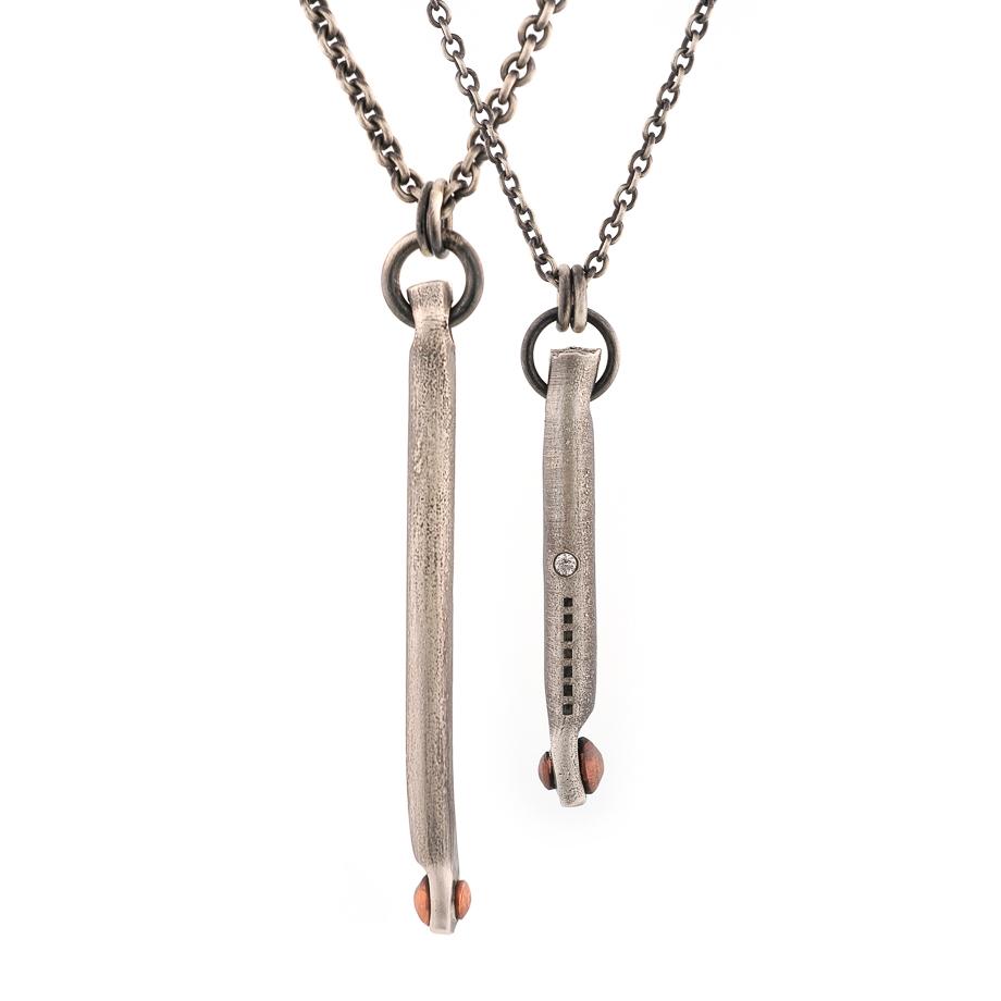 Riveted Sterling Stick Pendants