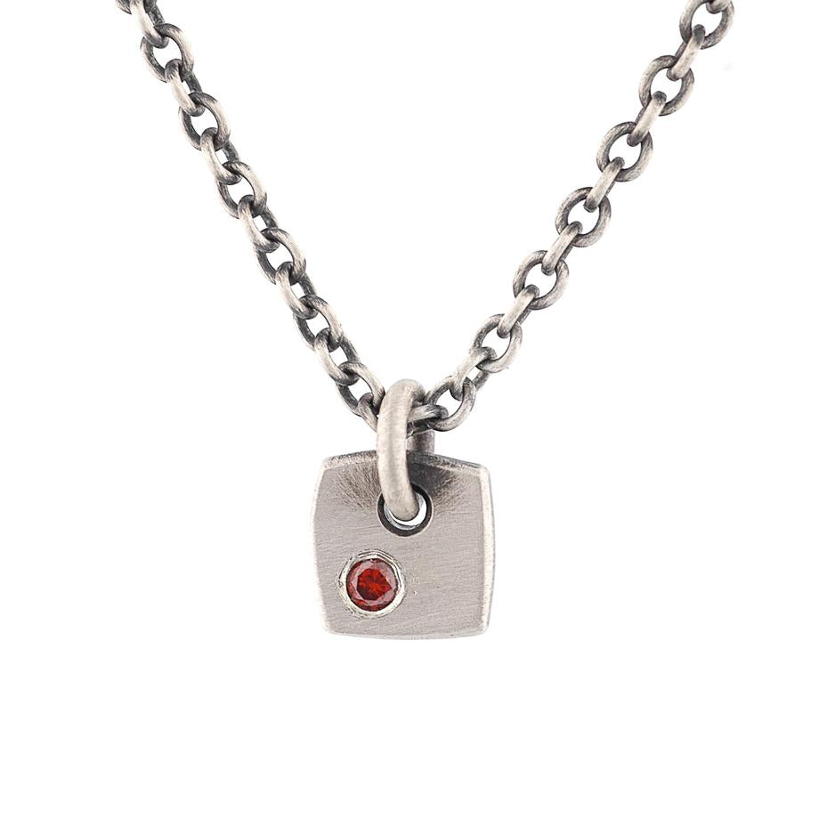 Tiny Orange Diamond Charm Pendant