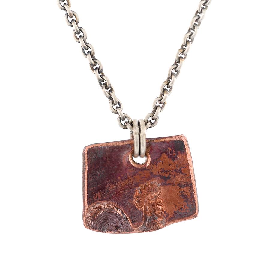 Forged Copper Rooster Tile Pendant