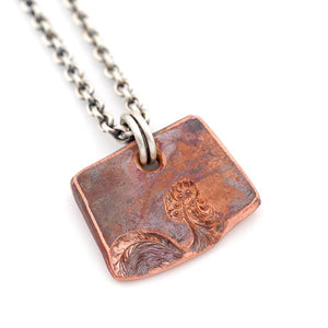 Copper Rooster Pendant - Rectangle