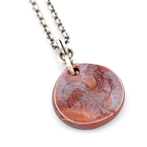 Copper Rooster Pendant - Round