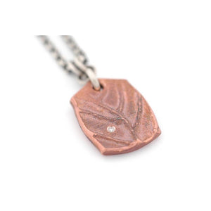 Copper Leaf Pendant with Diamond