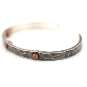 Tortoise Texture Cuff with Copper Rivets - small width