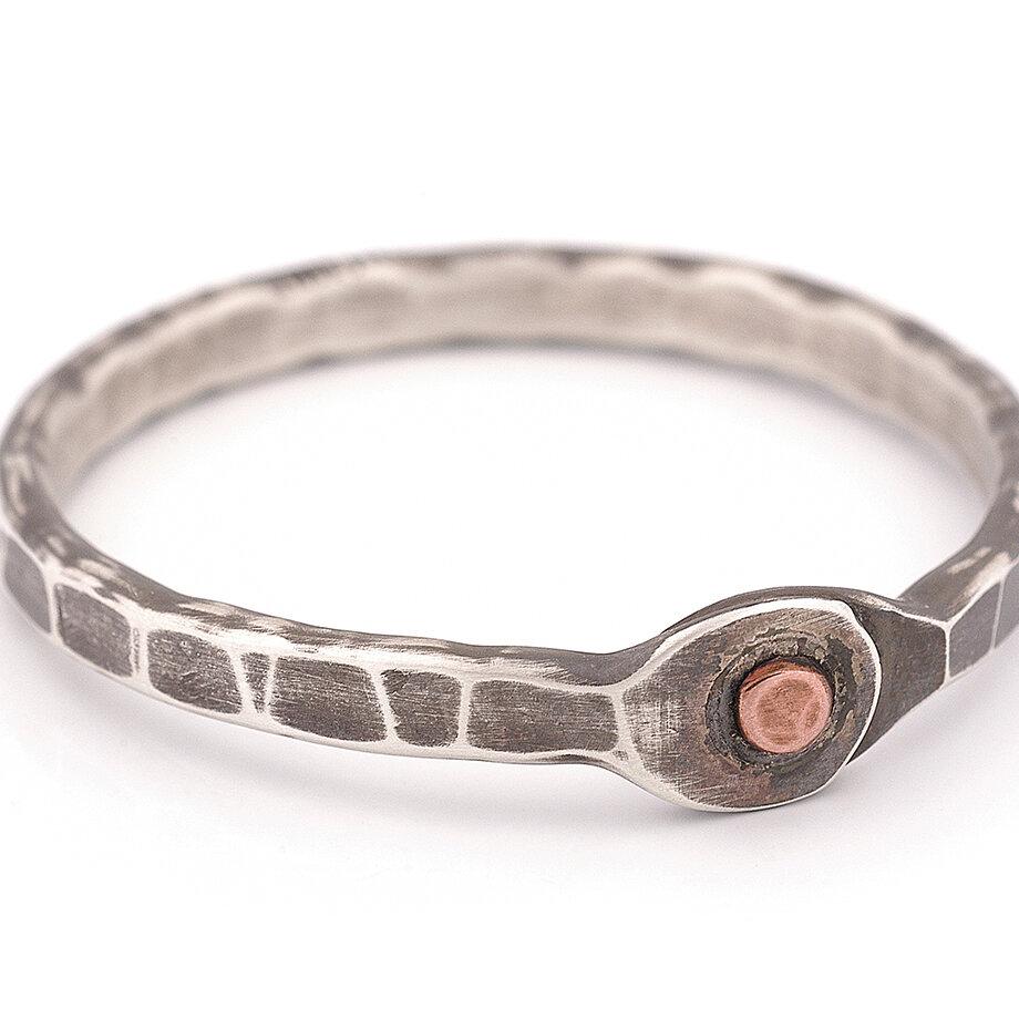 Textured Bangle with Copper Rivet