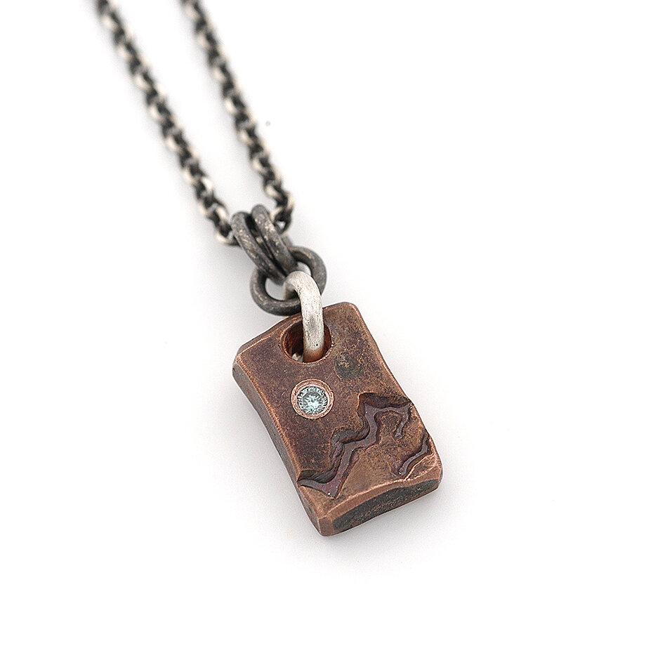 Petite Forged Mountain Stamped Copper Pendant