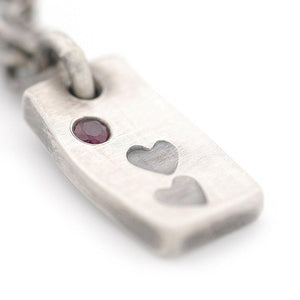 Ruby and Heart Stamped Sterling Silver Pendant