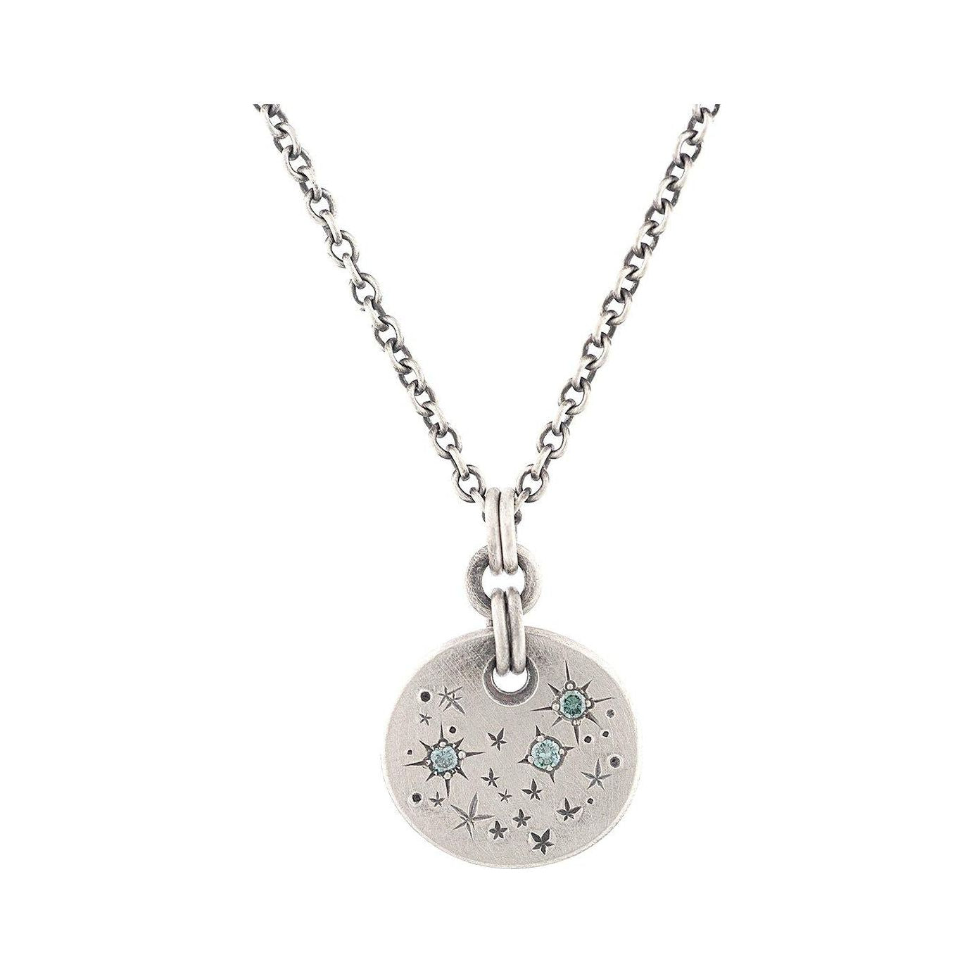 Sterling Silver Pendant with Stars and Blue Diamonds