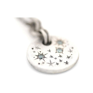 Sterling Silver Pendant with Stars and Blue Diamonds