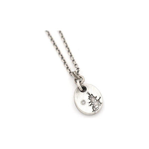 Sterling Silver Oval Pendant with Tree and White Diamond