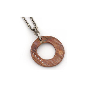 Copper Disk Pendant with White Diamonds