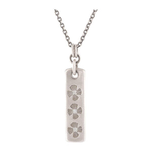 Sterling Silver Dogwood Flower Pendant with White Diamonds