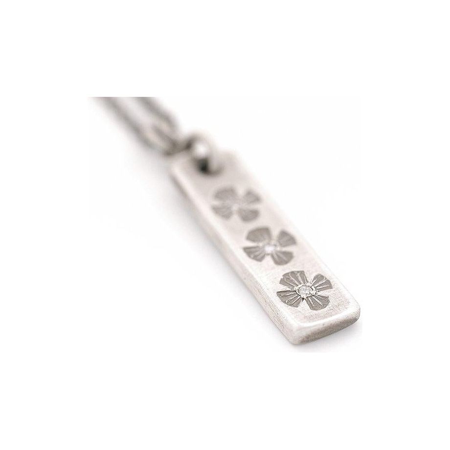 Sterling Silver Dogwood Flower Pendant with White Diamonds