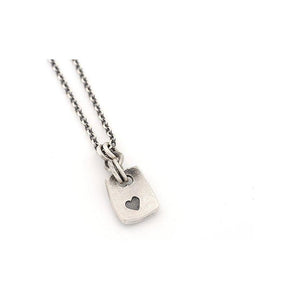 Sterling Silver Heart Stamped Square Pendant