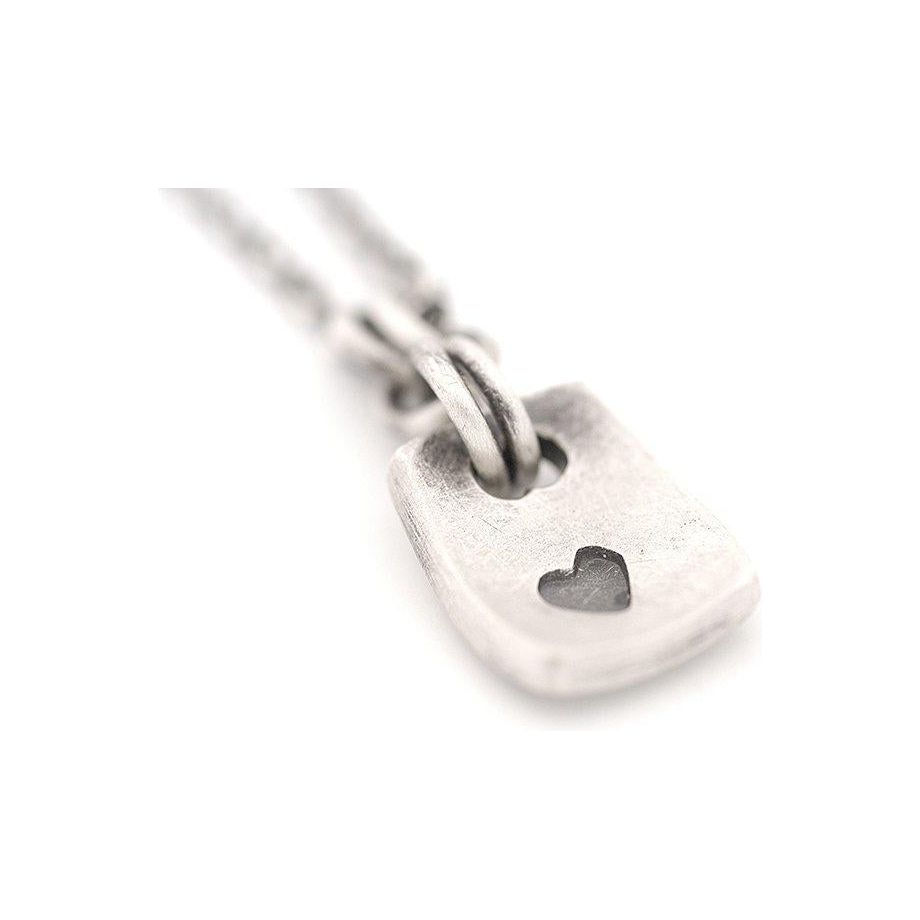 Sterling Silver Heart Stamped Square Pendant