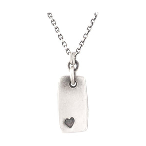 Sterling Silver Heart Stamped Rectangular Pendant