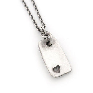 Sterling Silver Heart Stamped Rectangular Pendant