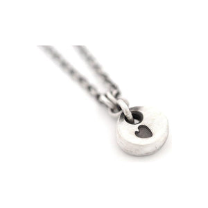 Sterling Silver Heart Stamped Round Pendant