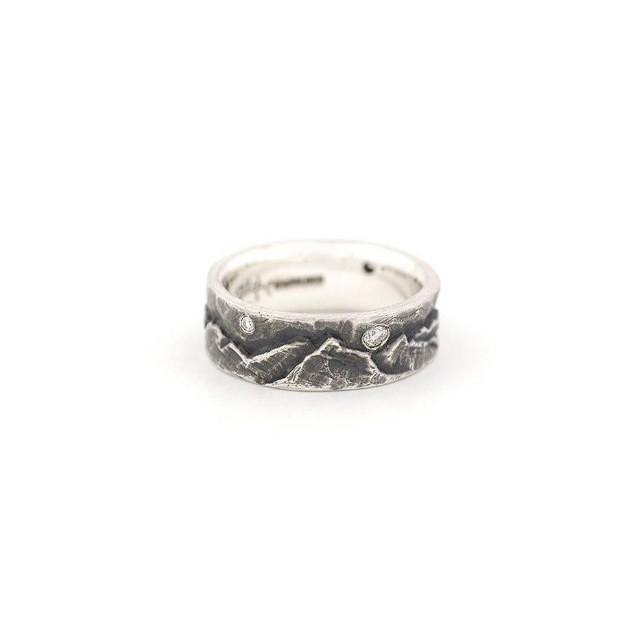 Sterling Silver Mountain Band with Diamonds