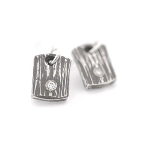 Sterling Silver Tile earrings with white Diamonds