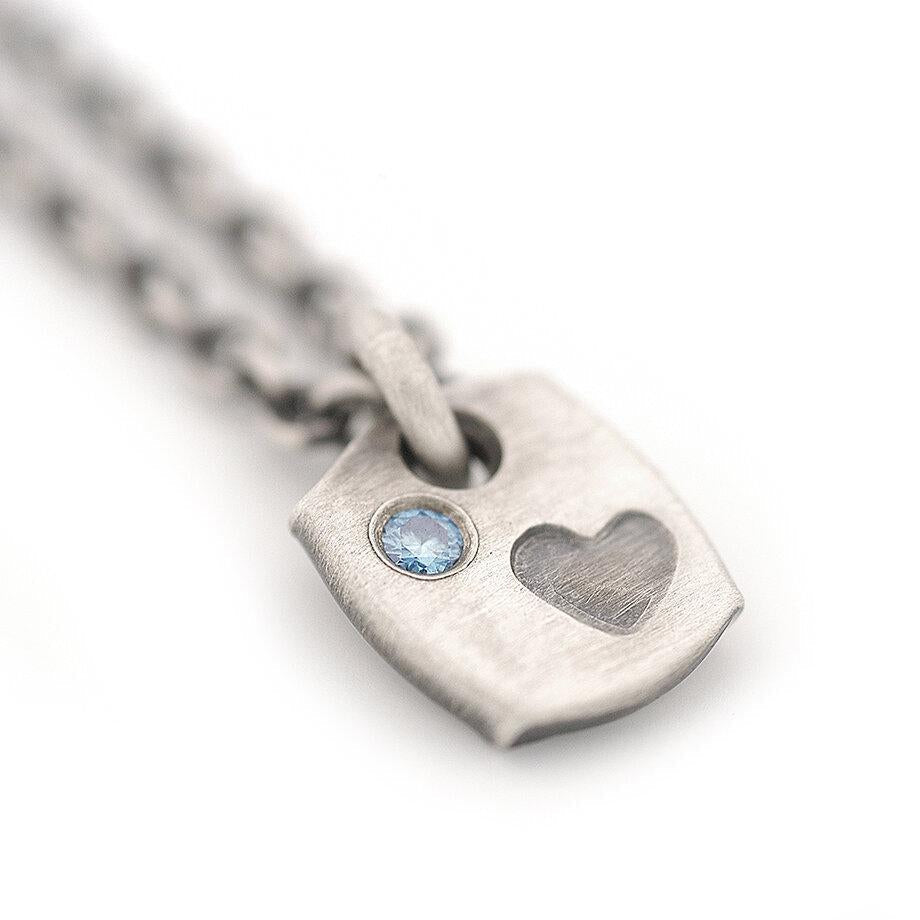 Blue Diamond and Heart Stamped Pendant - John Paul Designs