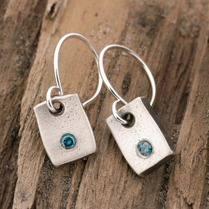 Blue Diamond Rectangle Drop Earrings - John Paul Designs