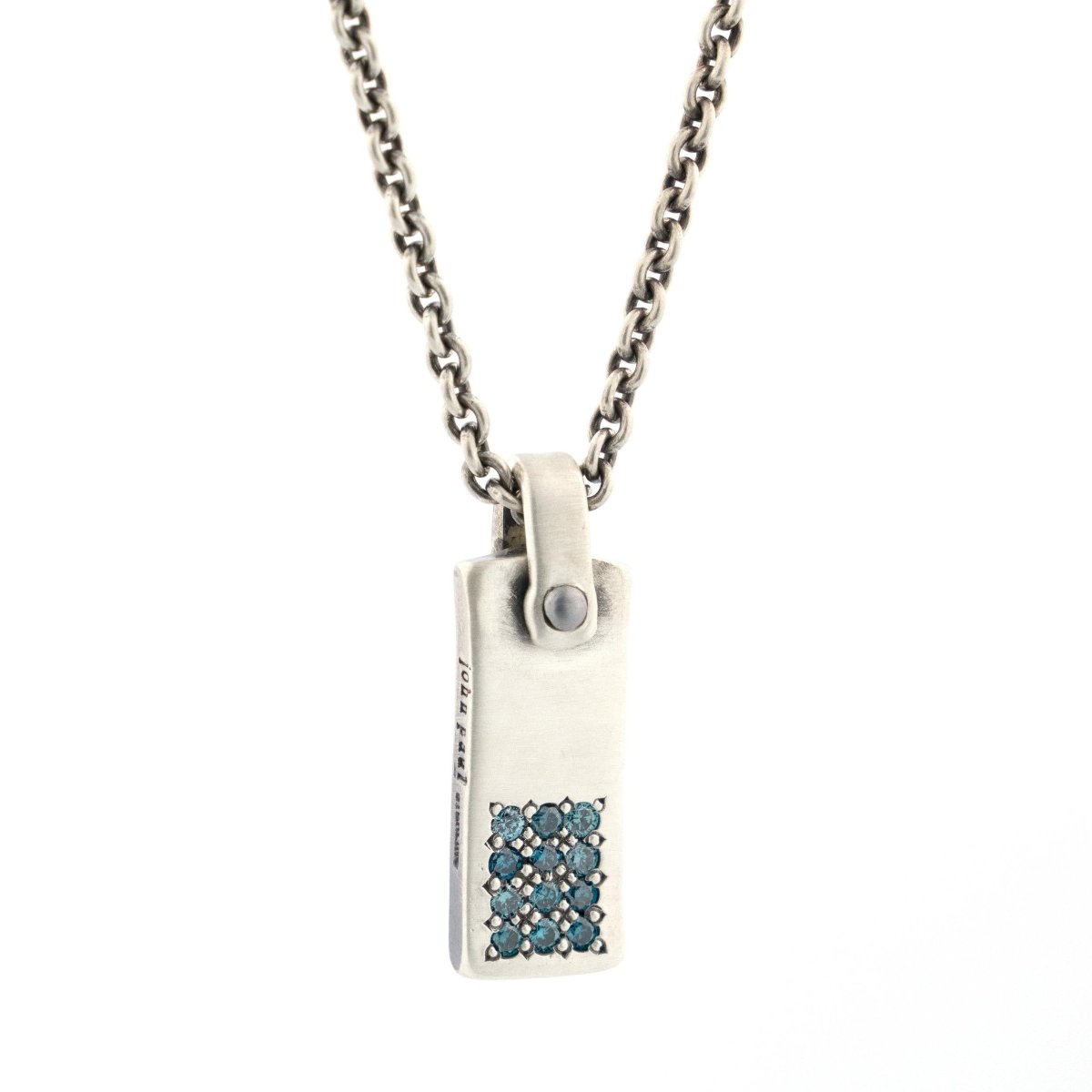 Blue Diamond Rows Rectangle Pendant - John Paul Designs
