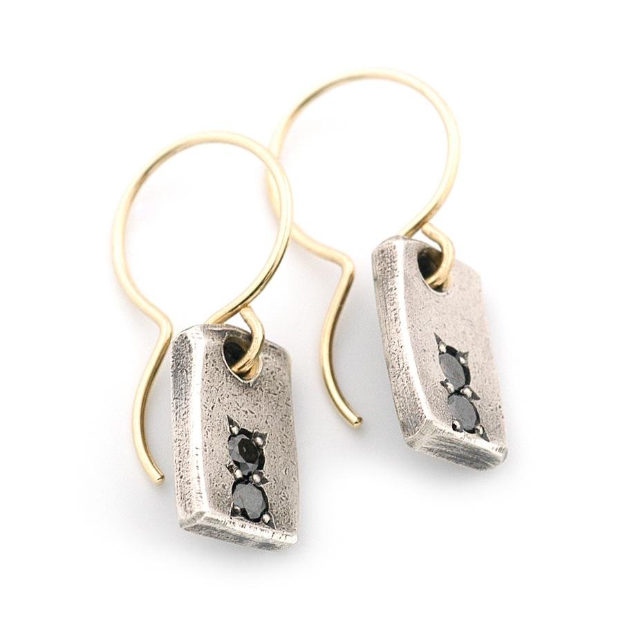 Carbonado + Gold Earrings - John Paul Designs