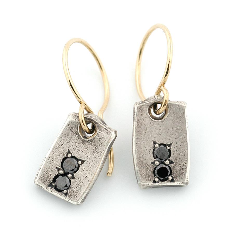 Carbonado + Gold Earrings - John Paul Designs
