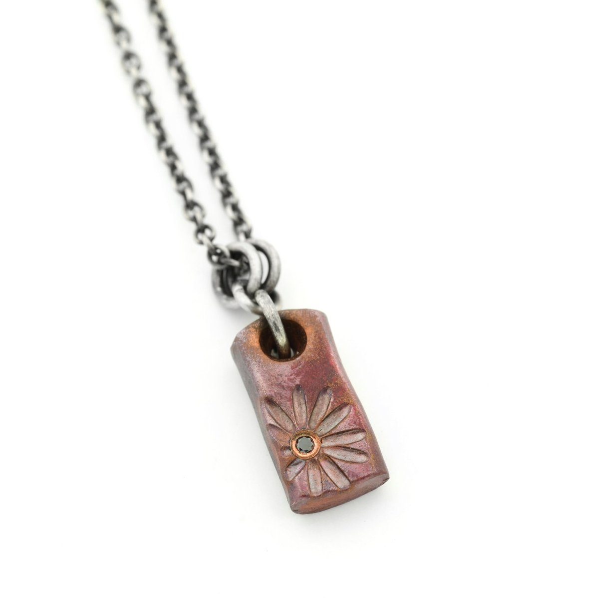 Copper Chunk with Flower and Black Diamond - John Paul Designs