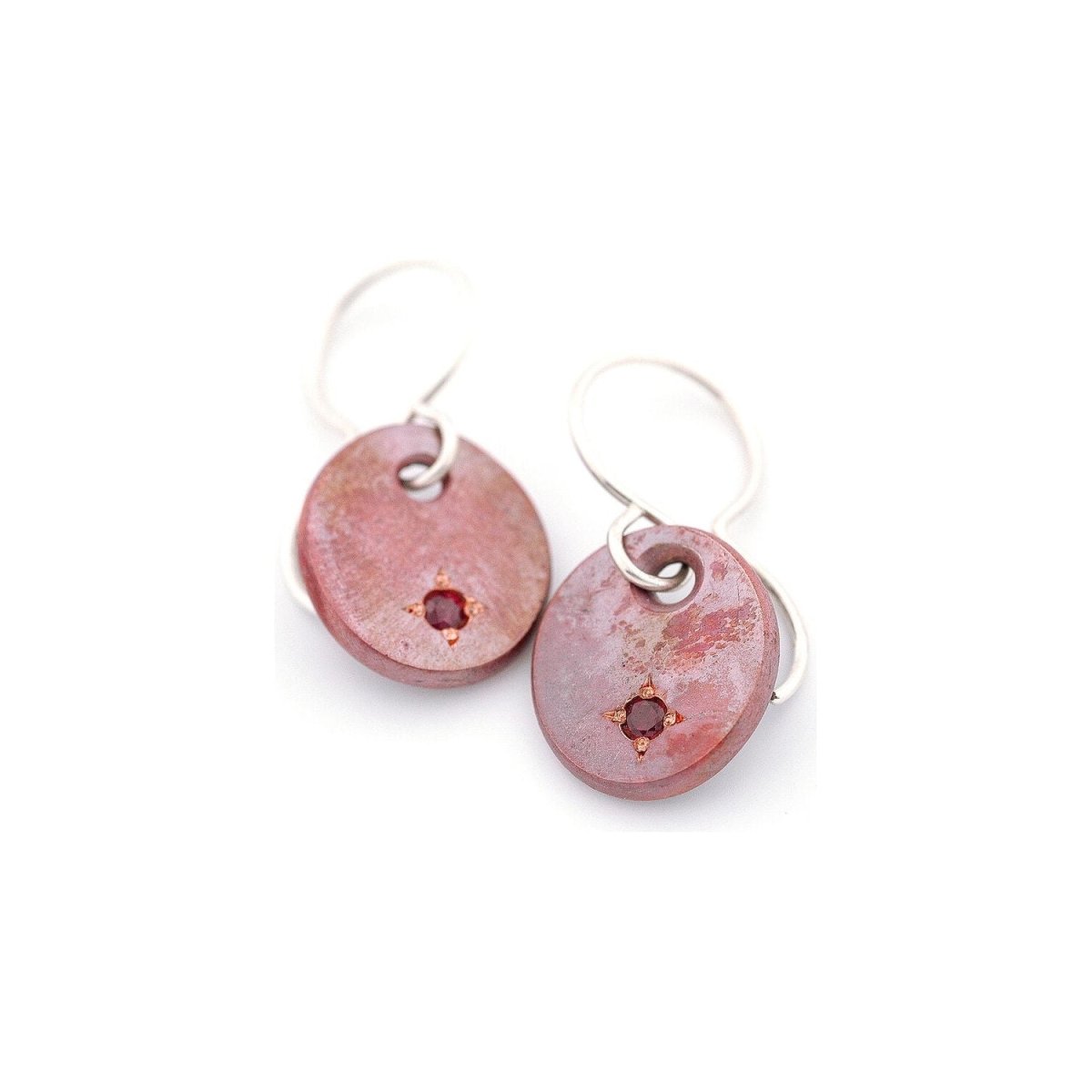 Copper Drop Earrings with Rubies - John Paul Designs
